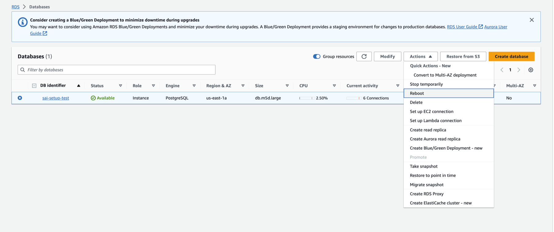 Перезагрузка Aurora PostgreSQL